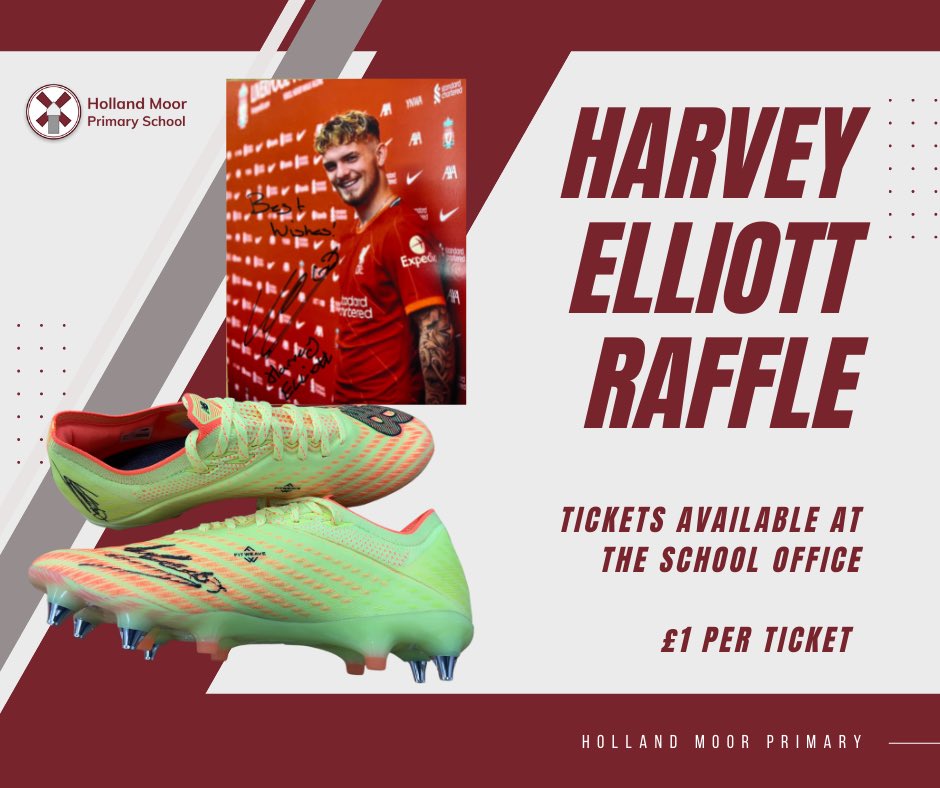 The Harvey Elliott Raffle 

For your chance to win the Harvey Elliott Raffle (signed picture and signed boots)

£1 per ticket or £5 per strip