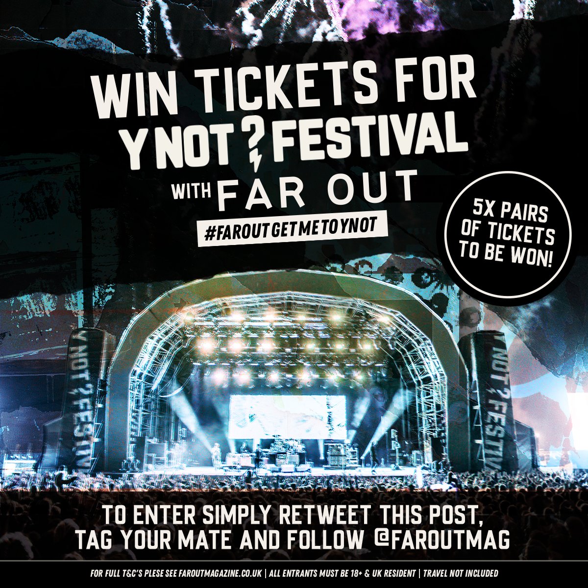 Far Out Magazine (@faroutmag) on Twitter photo 🚨 WIN TICKETS for <a href="/ynotfestival/">Y Not Festival ⚡</a> with Far Out! 🚨
Featuring headliners <a href="/stereophonics/">stereophonics</a> <a href="/thecourteeners/">Courteeners</a> and <a href="/BlossomsBand/">BLOSSOMS</a> with a full second wave of acts just announced! 🙌
To enter, simply RT this post, tag your mate and follow <a href="/FarOutMag/">Far Out Magazine</a> - good luck! 🤞
#FarOutGetMeToYNOT 🎫 🚨 WIN TICKETS for <a href="/ynotfestival/">Y Not Festival ⚡</a> with Far Out! 🚨
Featuring headliners <a href="/stereophonics/">stereophonics</a> <a href="/thecourteeners/">Courteeners</a> and <a href="/BlossomsBand/">BLOSSOMS</a> with a full second wave of acts just announced! 🙌
To enter, simply RT this post, tag your mate and follow <a href="/FarOutMag/">Far Out Magazine</a> - good luck! 🤞
#FarOutGetMeToYNOT 🎫