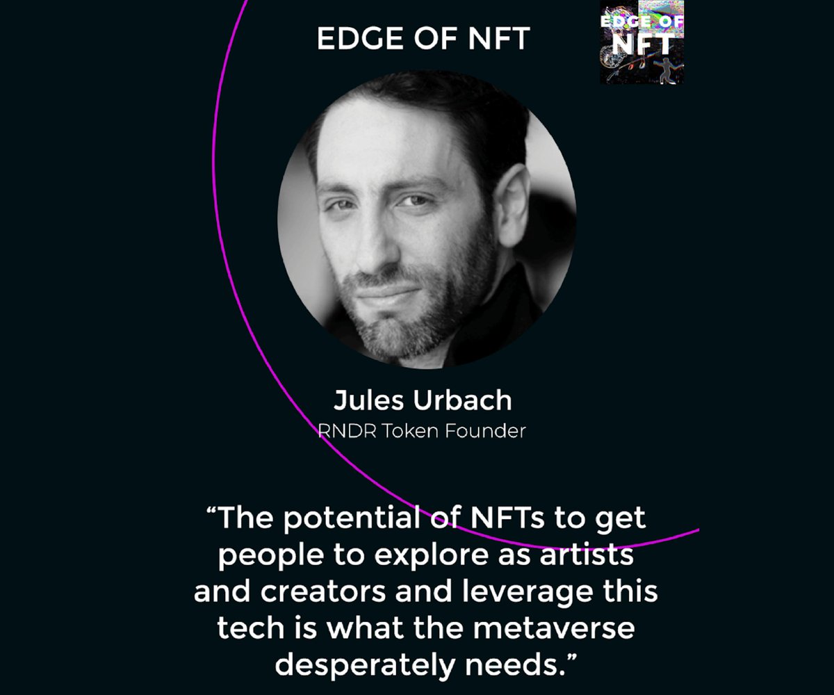 rendernetwork's tweet photo. Founder of @OTOY and $RNDR, @JulesUrbach, sits with @EdgeofNFT to talk about the potential of #GPU rendering in the #Metaverse. 

🎙️&amp;📄 https://t.co/Q6yEzAzKb3

The Render Network creates a much more efficient, powerful, and widely-scalable rendering network.

#RenderTheMetaverse https://t.co/5oZdIIYo6c