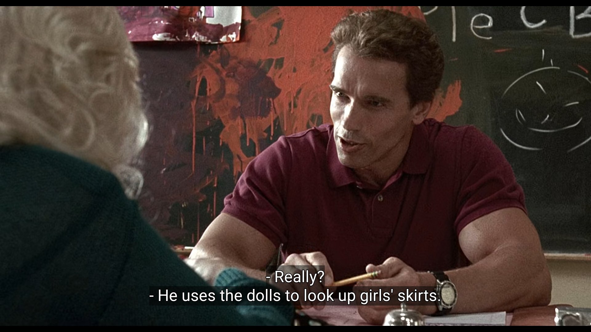 bossmoz on X: this horny mom is upset because her son is playing with  dolls but arnie sets her at ease. it's ok he's not gay, he's just a budding  upskirter. phew