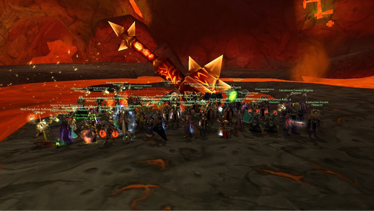 return_wow's tweet photo. Following the footsteps of our main raid group, <Return> has now downed the Firelord himself on their 2nd raid team. #Ragnaros has been defeated! 

Well done to every single member who contributed to such achievement! 80 legit raiders? LFG

#BWL IS NEXT! https://t.co/g24mDERTUD