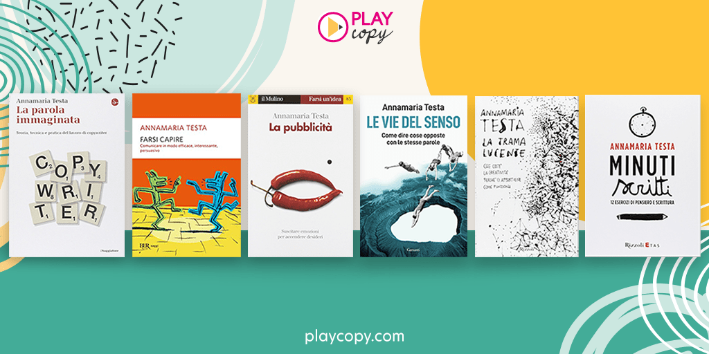 play_copy's tweet photo. 🖊 Se “La parola immaginata” ha sfrizzolato la tua creatività; se hai percorso con lei “Le vie del senso”; se hai trascorso qualche ora in compagnia di “Minuti scritti”... Non perdere l’occasione di ascoltare #AnnamariaTesta dal vivo: https://t.co/I23I9KgYyd
#playcopy #copywriter https://t.co/Y3jmCiVGi7