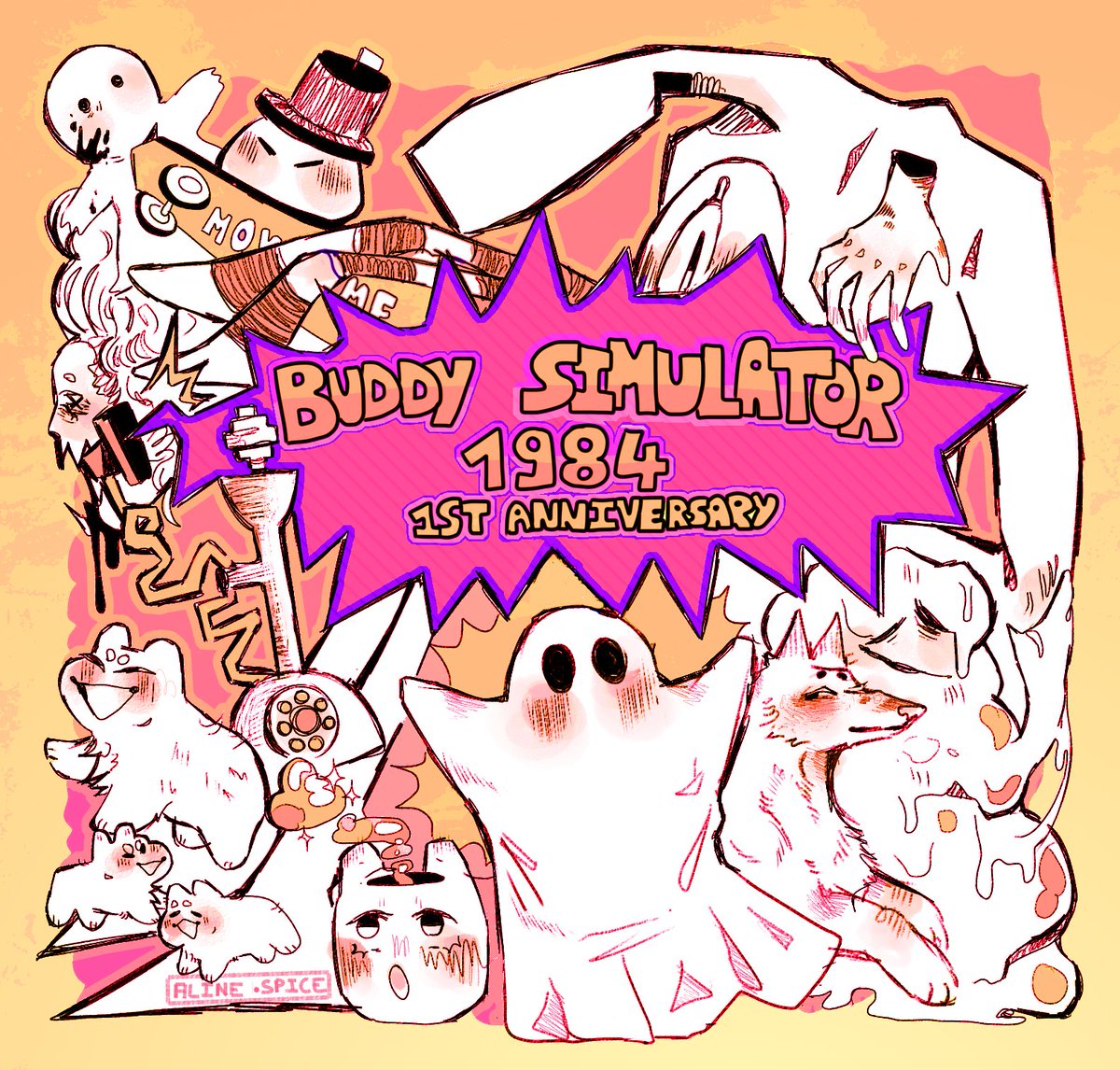 Aline_Spice's tweet photo. Happy birthday to buddy sim 1984 !!! :D 
Game belongs to @not_sailor ! 
 #buddysimulator #buddysimulator1984 #art #fanart #friendo #buddysim1984 https://t.co/O7XOSIQTg2