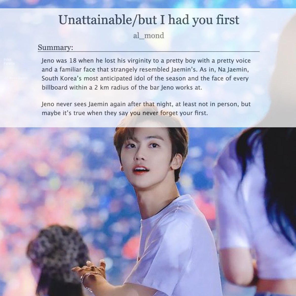 aal_mond's tweet photo. Unattainable/but I had you first
♡ https://t.co/aQU1qVezuu

♡ nomin
♡ rated e
♡ 14k oneshot
♡ fluff, smut, strangers to lovers, idol!jm, bartender!jn https://t.co/NuUWjgXL6T