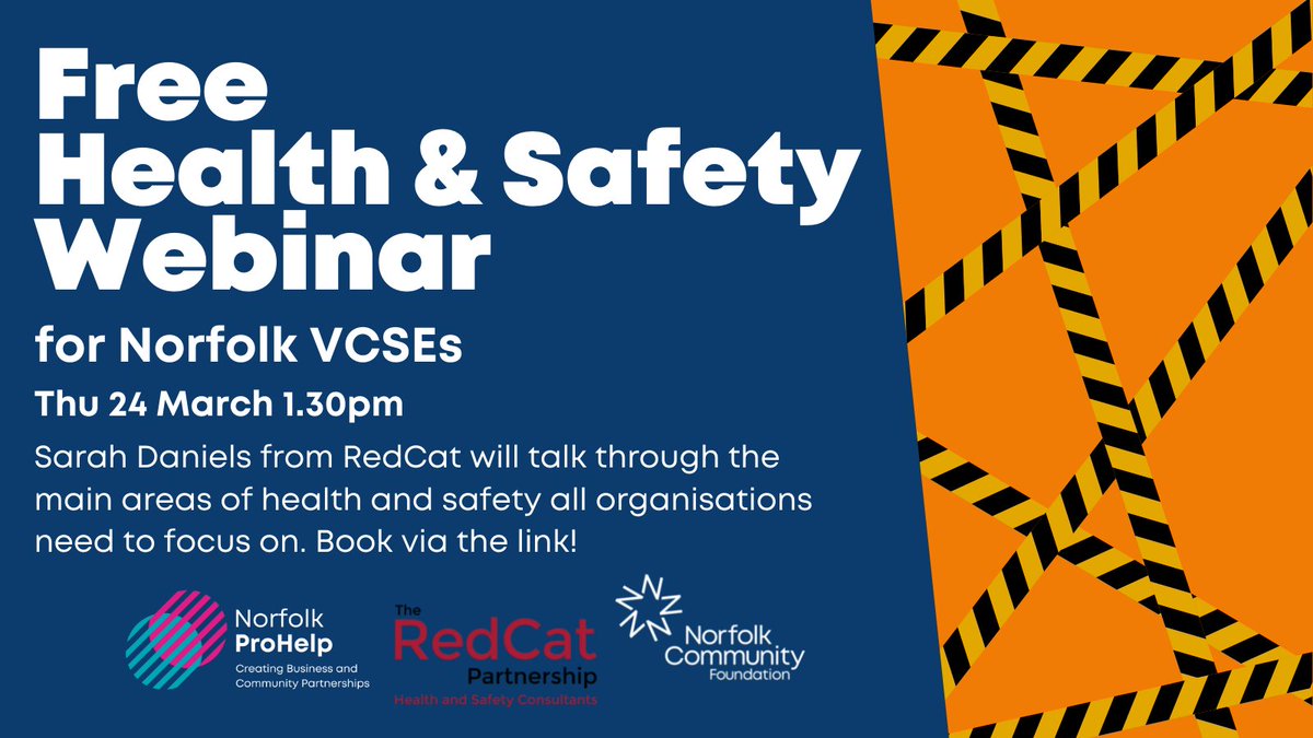 Join the 100+ #Norfolk orgs already signed up to our health and safety webinar with <a href="/NewsFromRedCat/">RedCatNews&Info</a> 👉 bit.ly/3g7O5Od
Send questions ahead, and we'll answer after an informative talk on the latest advice on managing risks, including the latest on Covid-19 🦠