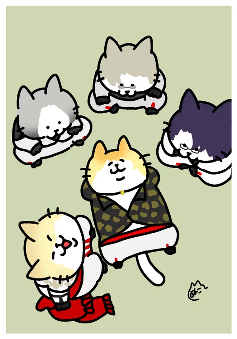 猫の日だからにゃんせんがいる絵を再掲してみる🐾
見事に全部ゴロゴロしてるけど。 