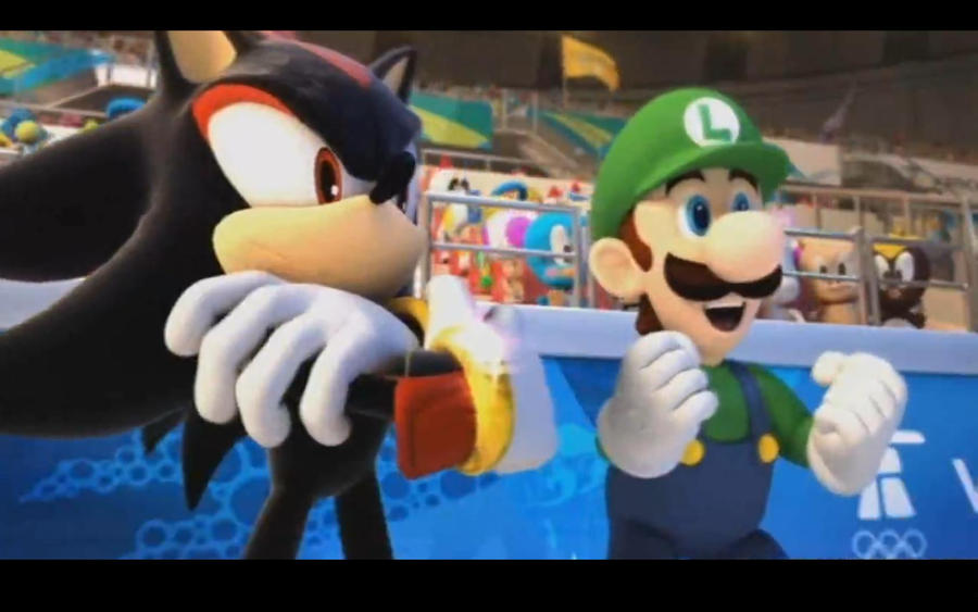 KynChime's tweet photo. Is it not amusing that the Olympic Games games determine #ShadowTheHedgehog to be the equivalent of nice ol' Luigi from the Mario universe? #radnom https://t.co/0rtfu4n9QQ