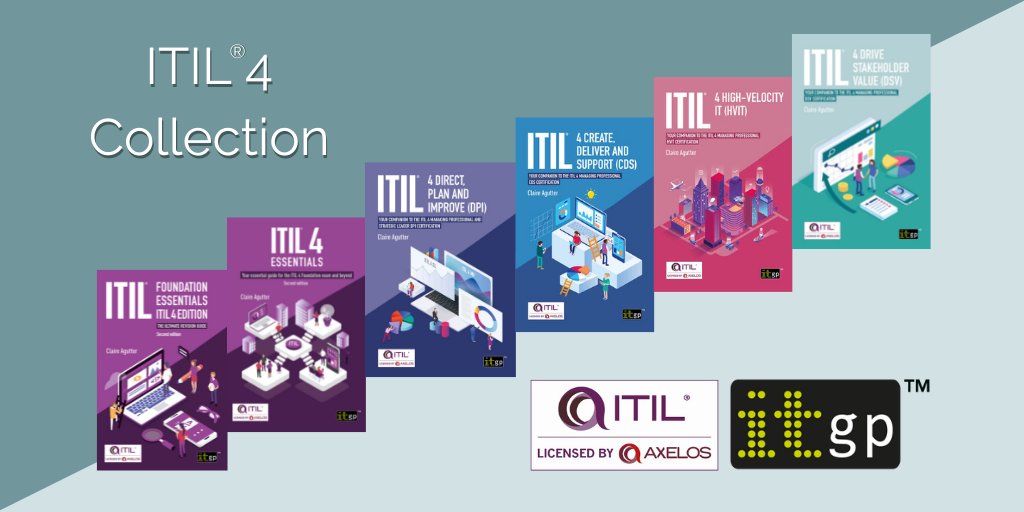 ITGPublishing's tweet photo. The ITIL 4 Foundation & full Managing Professional collection written by Claire Agutter are now all available!
Covering each step of your ITIL journey.
Find out more and order today 👇
https://t.co/8V4Wy2bQpH
#ITIL4 #ManagingProfessional #DPI #CDS #HVIT #DSV #Foundation https://t.co/nQ9ODhKscO