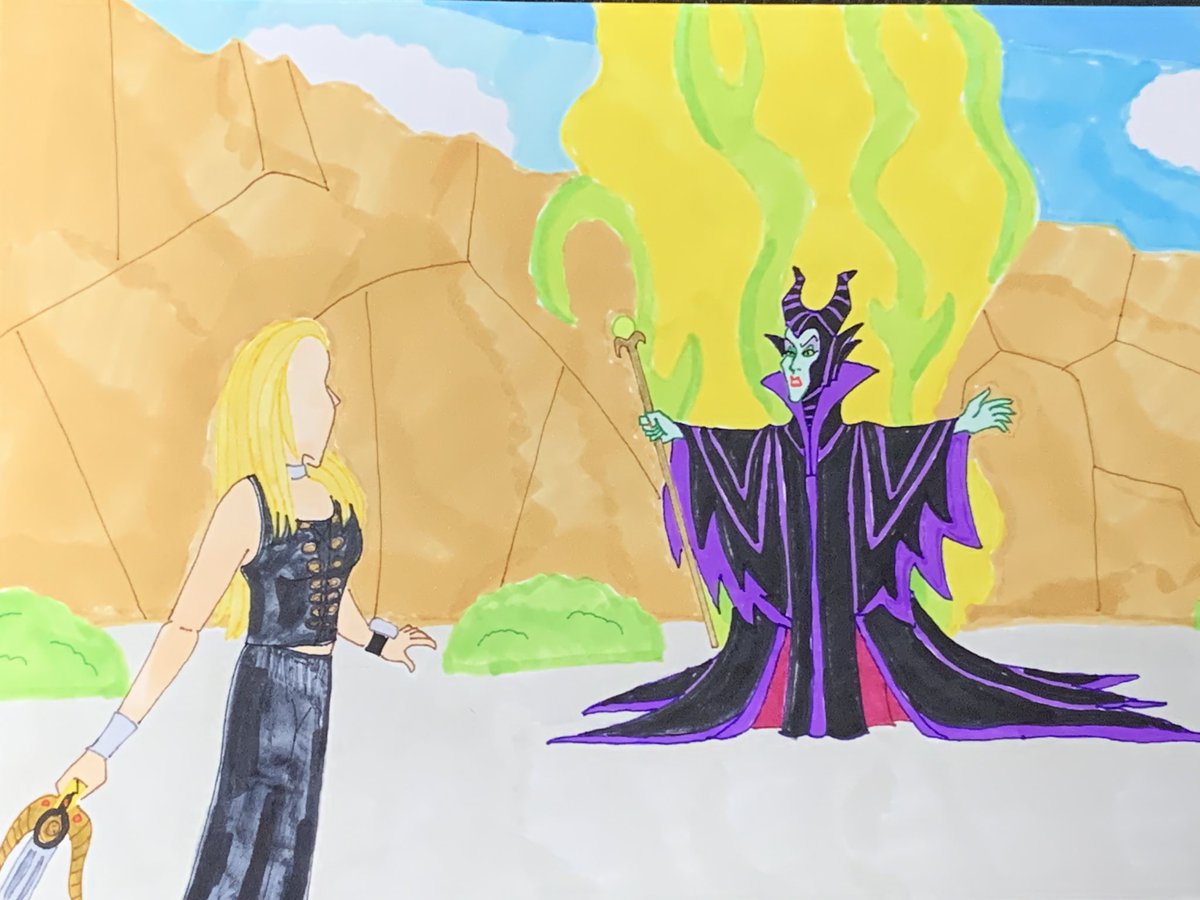 pkart14's tweet photo. Maleficent: Oh you made a terrible mistake Child. A disgrace to the forces of evil. Now you shall face me and all the powers of HELL! Then she turns herself into a dragon. #illustration #disney #maleficent #powerrangerslostgalaxy #karone #crossover @melodyperkinsxo https://t.co/9jLAMngxsa