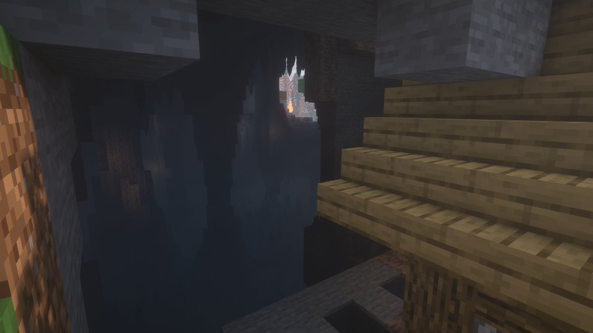 Kannem18's tweet photo. A village house merged within a cave. 
#minecraft #minecraftworld #minecraftstreamer #twitch #twitchstreamer https://t.co/at5XCKjSUG