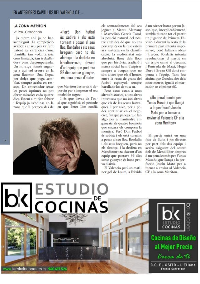 PauCorachan's tweet photo. Dixe per ací el meu artícul en l'últim número de #LaVeuDeLAfició, la revista de @LibertadVCF, perque ha cobrat més vigència si cap després de la desfeta del diumenge. 'La zona Meriton', un concepte que també ha gastat gent com @vicentchilet o @ManoloMontalt i que ho explica tot. https://t.co/OjfxJXF2pq
