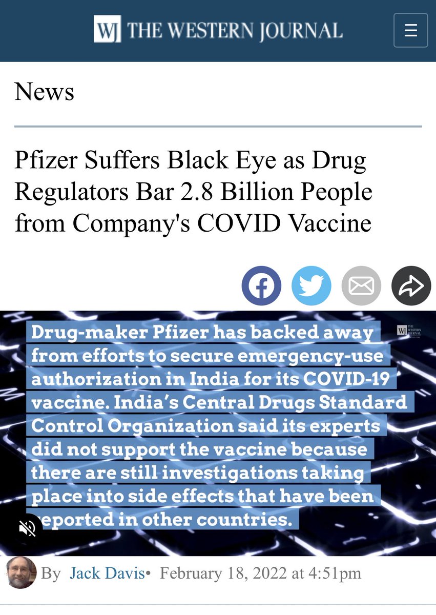 drsimonegold's tweet photo. India’s drug regulators have effectively declined Pfizer’s COVID vaccine emergency use approval, citing an ongoing investigation into side effects reported in other countries.

As a result, the vaccine won’t be available in the country.

This is a great win for medical integrity. https://t.co/pmOovMTOwi