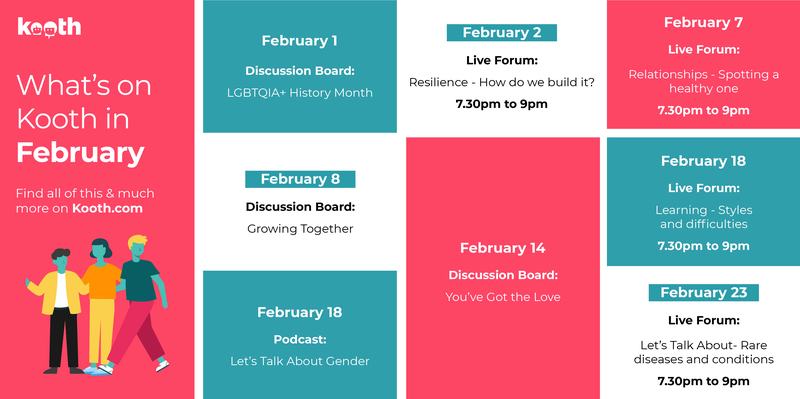 dlouise83's tweet photo. Reminder: #KOOTH Live Forum this week!
👉Live Forum: Let's talk about rare diseases and conditions 
📅 23 February 
🕢 7.30pm
Sign up today to be part of Kooth's Wellbeing Community and join the discussion 😀 https://t.co/TFb8c0uFXB