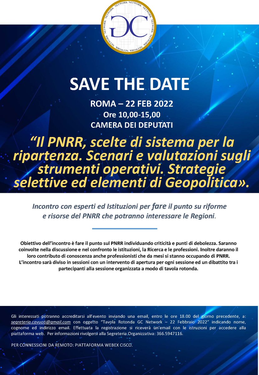 Sinloc_spa's tweet image. .@Sinloc_spa interviene oggi all'evento "PNRR, scelte di sistema per la ripartenza" organizzato da #GCNetwork: un'occasione di incontro con esperti ed Istituzioni per fare il punto su #riforme e #risorse del #PNRR che potranno interessare le #regioni.
#ItaliaDomani #PNC #QFP2127