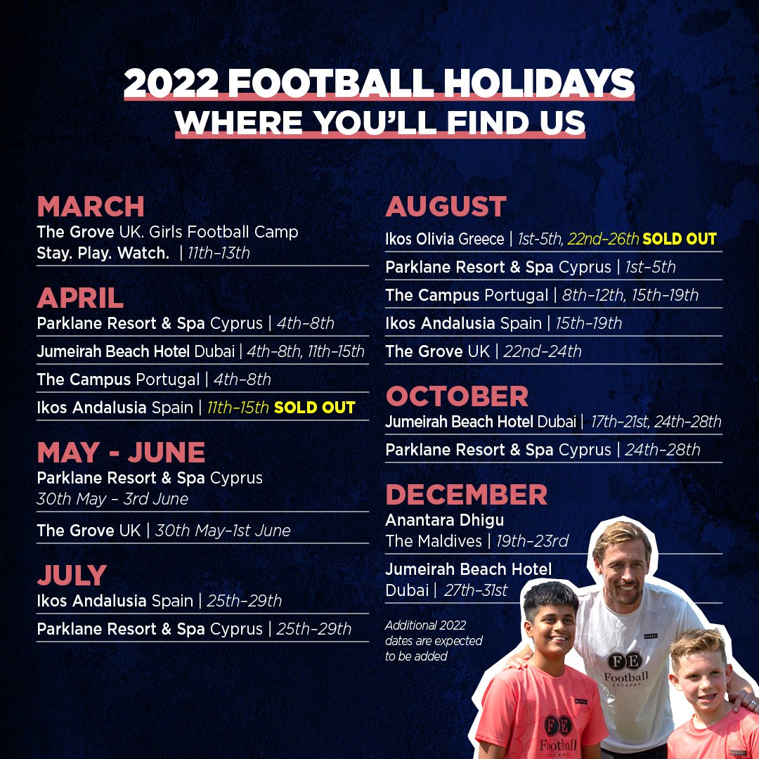 footballescapes's tweet photo. For all of our new followers, this is where we'll be for the rest of 2022.

To find out more, hit the link in our bio or drop us a DM.

#FootballEscapes #Footballcamp #Soccercamp https://t.co/LBfFerxiMA