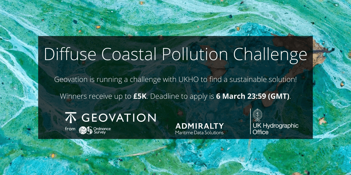 UKHO's tweet image. There’s still time to enter your innovative ideas for our Diffuse Costal Challenge with @Geovation.  The deadline for submissions has been extended until the 6 March 2022.

Find out more and submit your proposal here: my.admiralty.co.uk/fG5YPPh5vJCW

#CoastalPollution #DiffusePollution