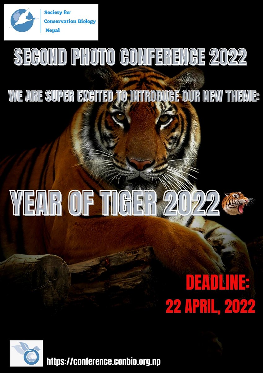 SCBNepal's tweet photo. Hello everyone, Nepal meets the international goal of doubling the tiger population by 2022. SCB Nepal highly appreciates its success.
So, One of the themes for Photo conference 2022 is here,
“Year of Tiger, 2022”
For more information, please visit: https://t.co/WLp438TD0L https://t.co/LkU5fmK64F
