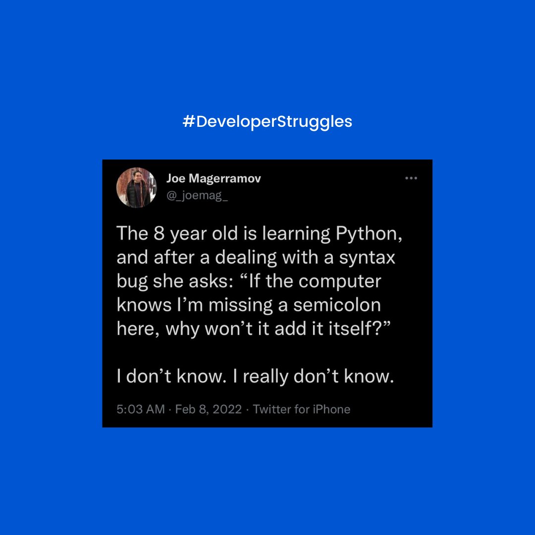 absolinsoft's tweet image. #DeveloperStruggles

Comment down what struggles you face as a developer!!

#developer #javascript #coding