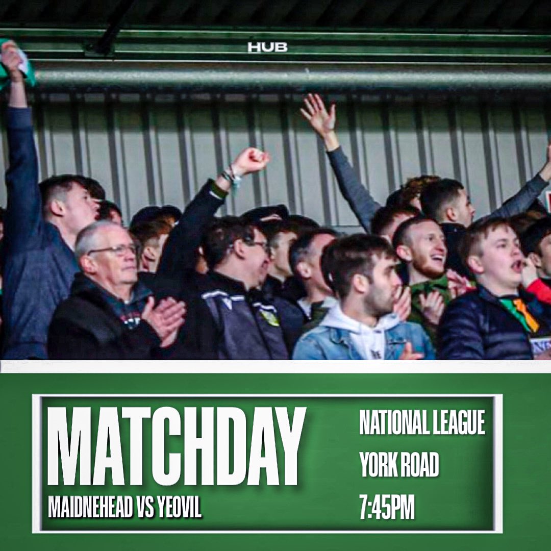 Matchday! 🟢

We travel to York Road for a Tuesday night clash against Maidenhead.

Maidenhead currently sit 20th in the National League, but are unbeaten in their last three games. 

We currently sit in 13th position looking for our first win in four games. Can We win? 💭

#YTFC