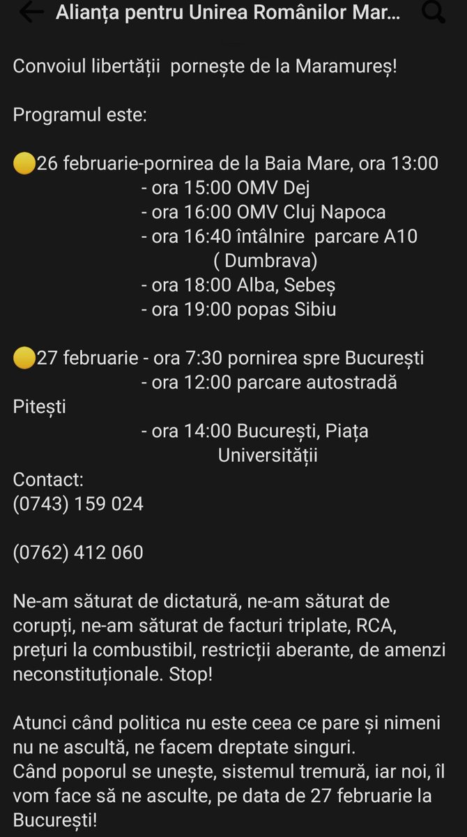 aurmaramures's tweet photo. Justice for the Romanian people! We are waiting for you in large numbers on February 27, to mobilize against these traitors of our country. 🇷🇴🇷🇴🇷🇴
#FreedomConvoy2022
#Romania
#Universitysquare https://t.co/dnujqwWsml