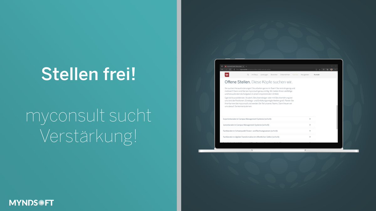 +++ Stellen frei! myconsult sucht Verstärkung! +++

Bewerben Sie sich bei der myconsult GmbH.

Mit Wissen und Erfahrung: bit.ly/3t1t51u

Mit viel Neugier und großer Bereitschaft durchzustarten: bit.ly/3In9saw