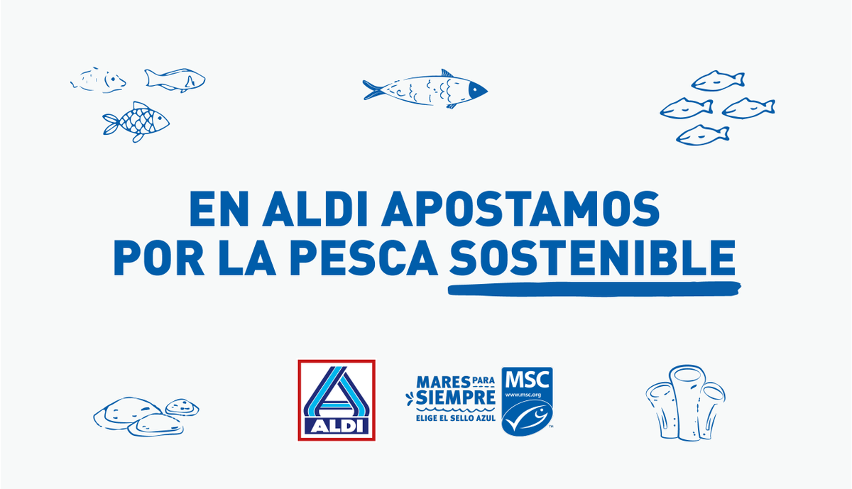 Aldi_es's tweet photo. ¡Nos sumamos un año más al movimiento #MaresParaSiempre, una iniciativa de @MSCecolabel que promueve el consumo de #PescadoSostenible! 🐟🎣 Encuentra el sello azul en nuestro surtido de pescado fresco, congelado o semiconservas. #CompromisoALDI #AzulinaConMSC https://t.co/JYNNL0ReXv