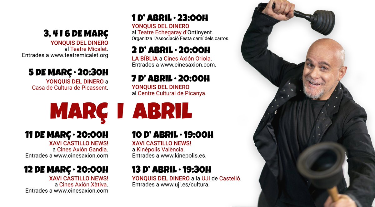 PotdePlomTeatre's tweet photo. Ací teniu el calendari d'actuacions previstes per a març i abril. Esteu atents a les nostes xarxes socials, que anirem informant. 

#potdeplom #debolo #Laculturaéssegura https://t.co/6ptI9DYFfj