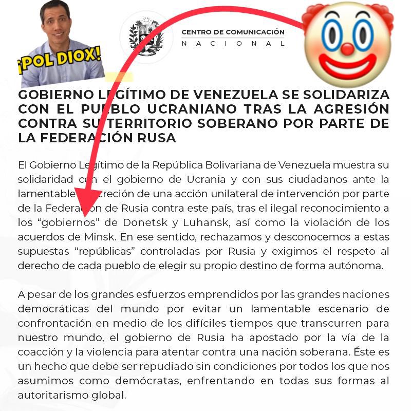 El “gobierno” de #Narnia le encasqueta a otros sus propias comillas.

¡Feliz 22/2/22!

#FelizMartes
#Venezuela