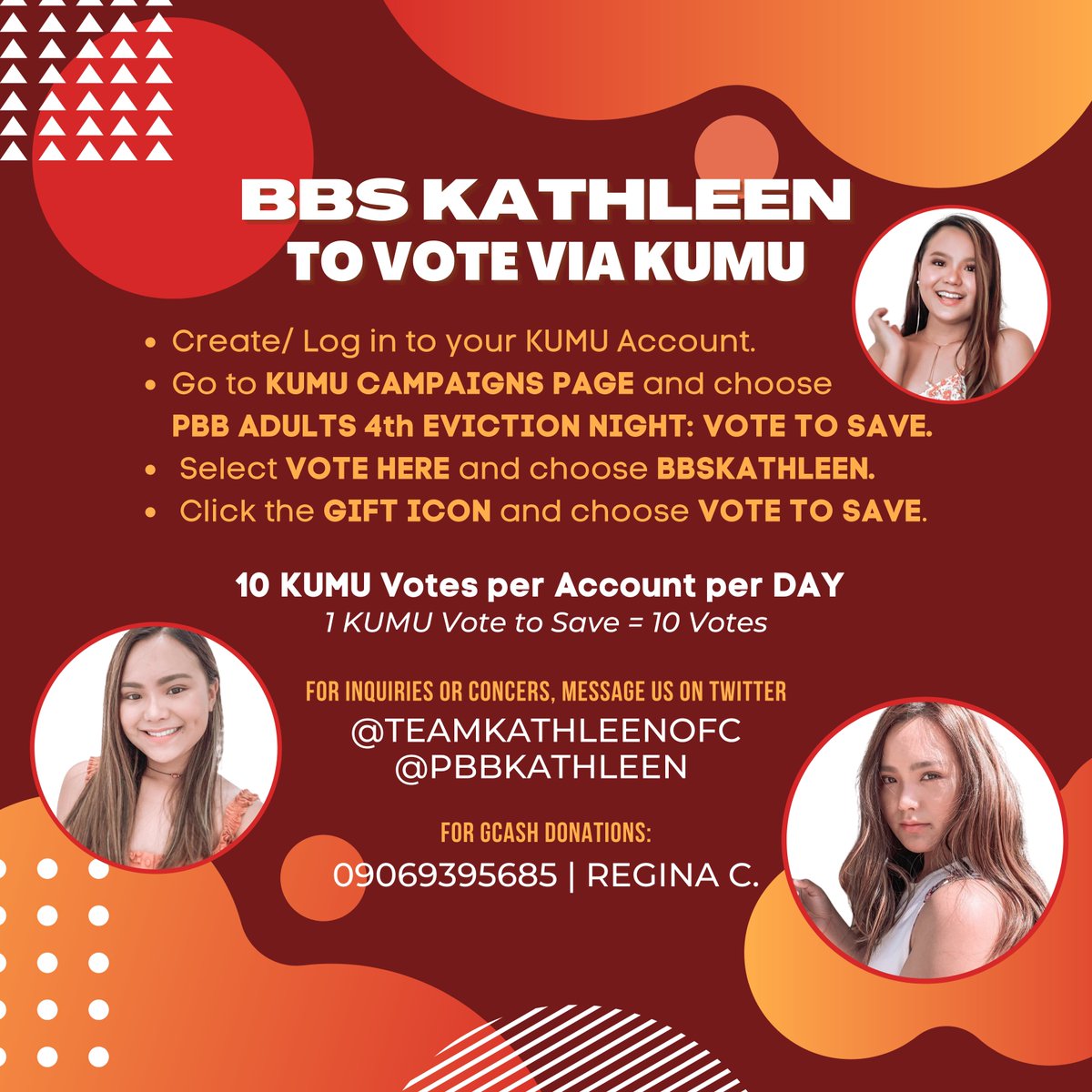 TeamMichaelOFC's tweet image. You have the power to SAVE KATHLEEN!

To vote via Kumu and to donate to their team, please refer to the photo below.

#PBBAdult4thNomi | BBS KATHLEEN