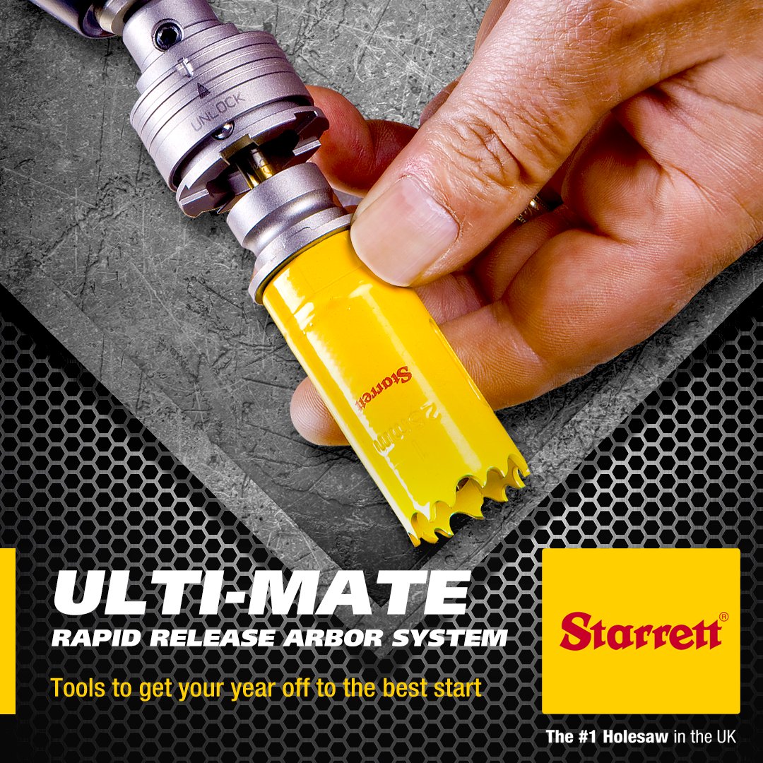 The ULTI-MATE from Starrett offers super-fast, tool free changes between different diameter and types of holesaws, without adjustment of the drill chuck. Try it today! 

#Starrett #HereToHelp #ULTIMATE #Arbor #Precision #Quality #Innovation #Plumber #Electrician #Joiner #Builder