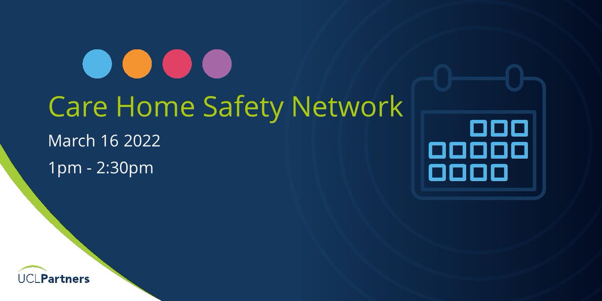 UCLPartners's tweet photo. Our  Care Home Safety Network event on March 16 will bring together colleagues from across the system to showcase examples of good practice and interventions to support #carehomes in managing deterioration and medicine safety.

Sign up: 
https://t.co/2Of5F6jX01 https://t.co/DlnHogttYl