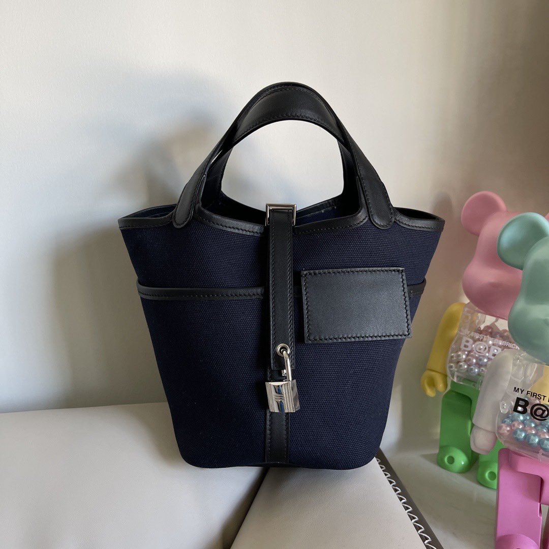 Hermès Picotin Cargo 18 Toile / Swift Blue Royal / Blue Egee