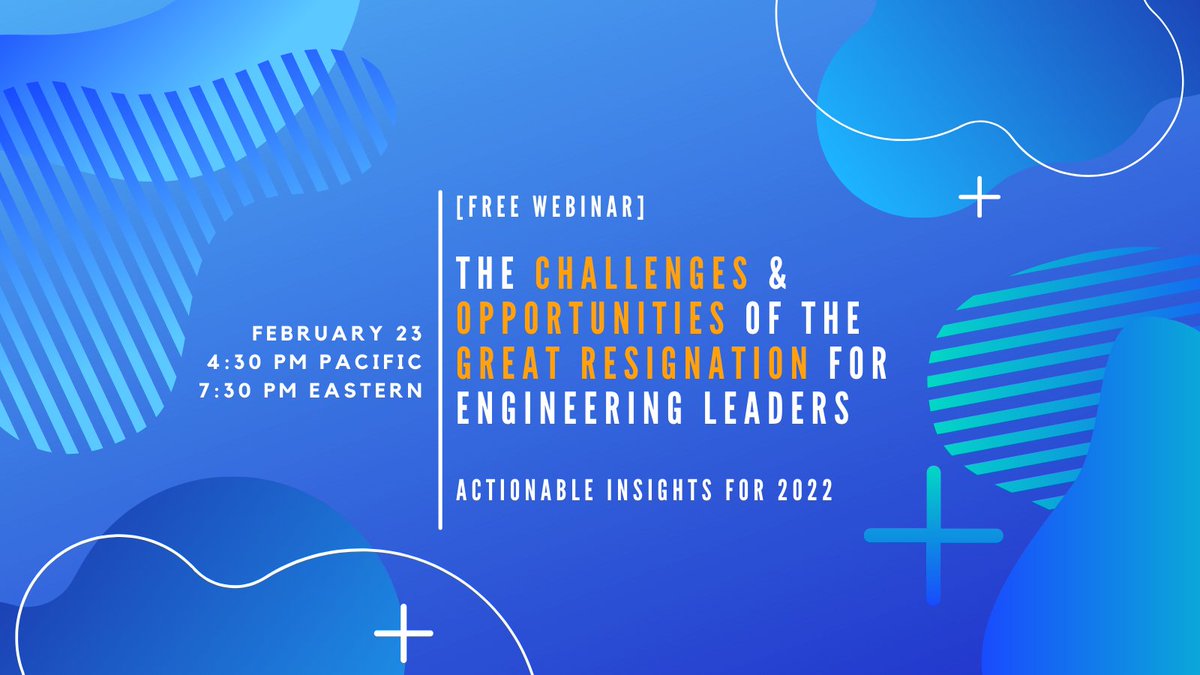Tomorrow evening, <a href="/Morethan/">MORE THAN</a>- and I will be hosting a free webinar on the challenges and opportunities (yes, there ARE opportunities) of the Great Resignation.

You can register here: loom.ly/qV3JOFw

#EngineeringManagement #EngineeringLeadership #GreatResignation