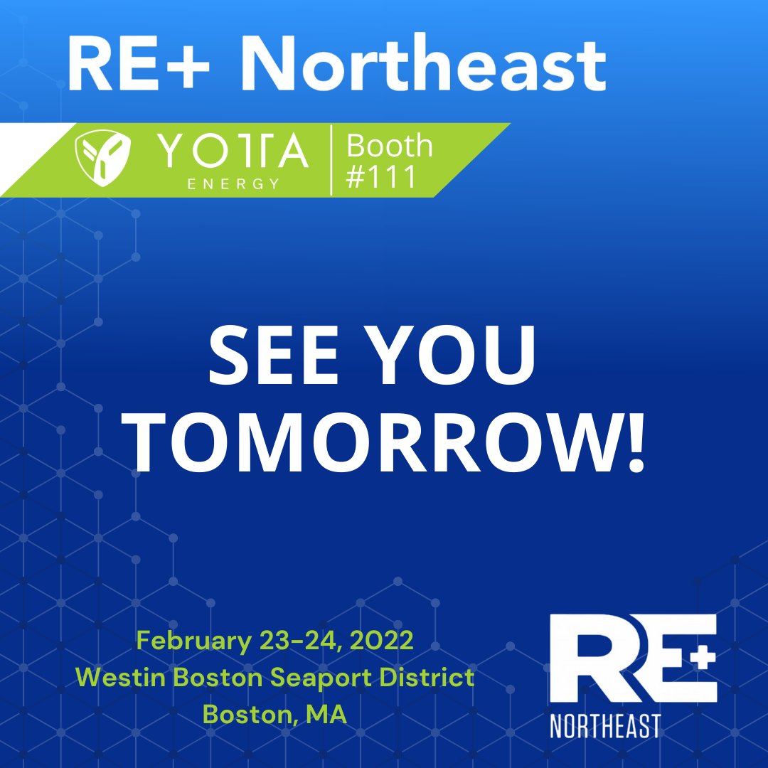 RE+ Northeast 2022 starts tomorrow!⚡🔋
Stop by booth 111 to learn how solar + storage can save money for your business.☀️

We hope to see you there!🧐 <a href="/REPlusEvents/">RE+ Events</a> <a href="/SPIConvention/">We're now RE+ Events</a> 

Learn more &amp; register.💻👇
ow.ly/oUsZ50HSjZ6