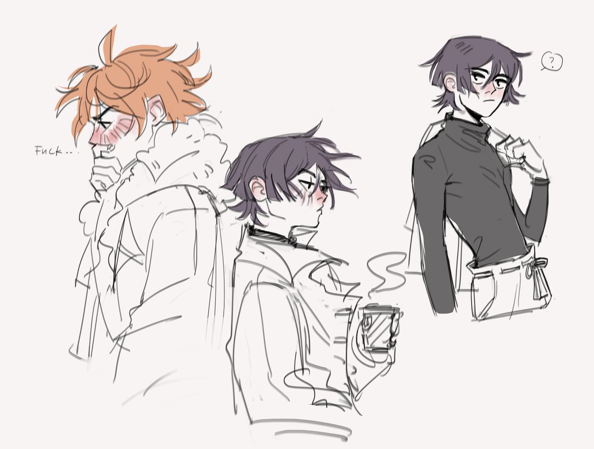 sarahmurisi's tweet photo. scara in turtleneck and winter clothes ft. flustered childe  #chiscara https://t.co/geagItVChz