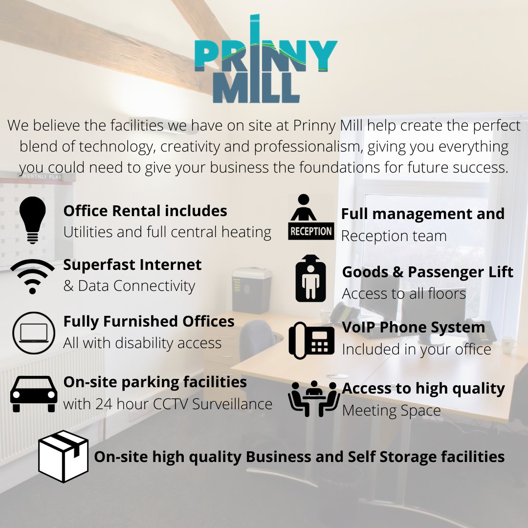 ⚠️CALLING ALL ENTREPRENEURS AND SMALL BUSINESS OWNERS⚠️

We have #Office #Space available here at Prinny Mill where your workspace feels like home too! 🤩

To find out more info
📞01706 240010
📧 info@prinnymill.co.uk