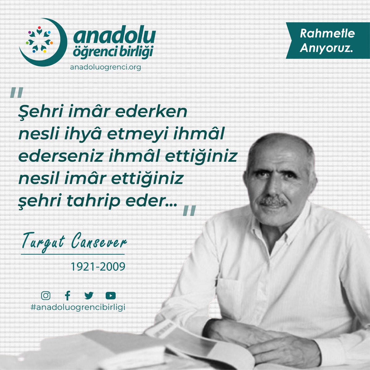 Aöb Kahramanmaraş (@aobkmaras46) on Twitter photo Yalnızca binaları değil zihin dünyamızı da inşa eden, pek çok önemli mimari eser ortaya koyan, mimar, şehir planlamacı düşünür Turgut Cansever'i rahmetle anıyoruz.
#TurgutCansever Yalnızca binaları değil zihin dünyamızı da inşa eden, pek çok önemli mimari eser ortaya koyan, mimar, şehir planlamacı düşünür Turgut Cansever'i rahmetle anıyoruz.
#TurgutCansever