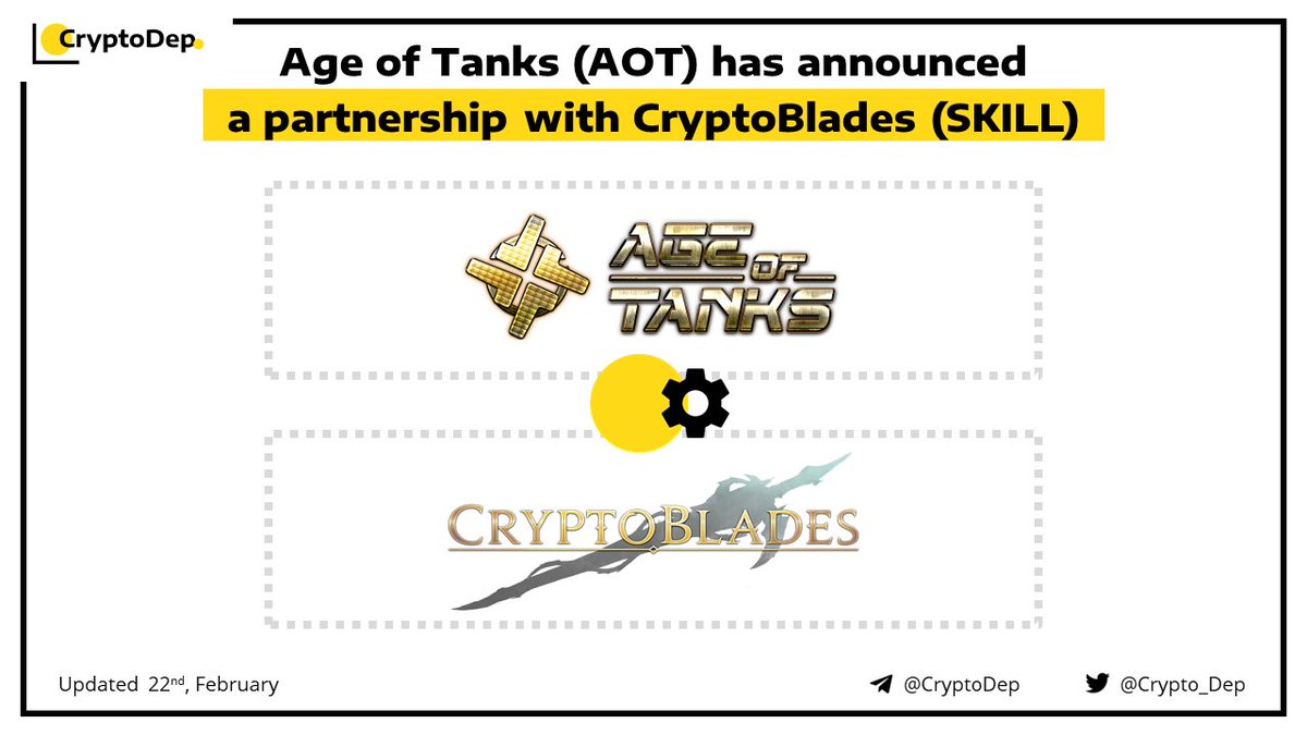 ⚡️ @AgeOfTanksNFT $AOT has announced a partnership with @BladesCrypto $SKILL

#AgeofTanks a 3D turn-based strategy card game, set in an immersive #metaverse, has partnered with CryptoBlades, a groundbreaking blockchain-powered #NFT RPG game. 

👉twitter.com/AgeOfTanksNFT/…