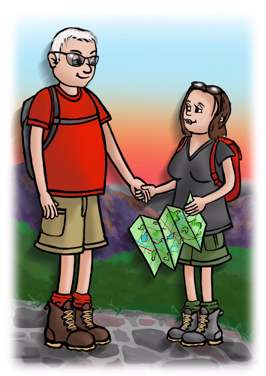 TheYouTree's tweet photo. ✏️ Honoured to design the image for wedding “Save the Date” cards for a friend ..

🏔🥾 She specifically asked if I could create herself &amp; fiancé in my usual ‘You Tree’ characters style- holding hands &amp; perhaps hiking .. replicating a special sunrise in Snowdonia as the ideal .. https://t.co/pmANYwCI4c