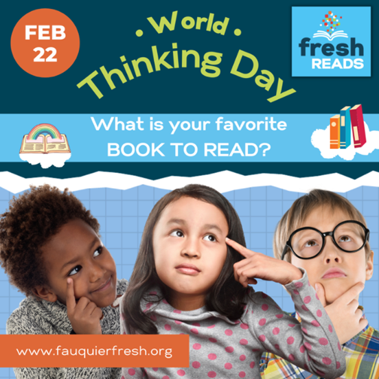 FIT4FCPS1's tweet photo. Let us celebrate "World Thinking Day" by reading our favorite book and writing down the lessons from the book. Never stop learning! Visit https://t.co/b3Rr4SUC02 to learn more! #FRESHteam #FRESHonWheels #FRESHreads https://t.co/cMPvrXn6WB