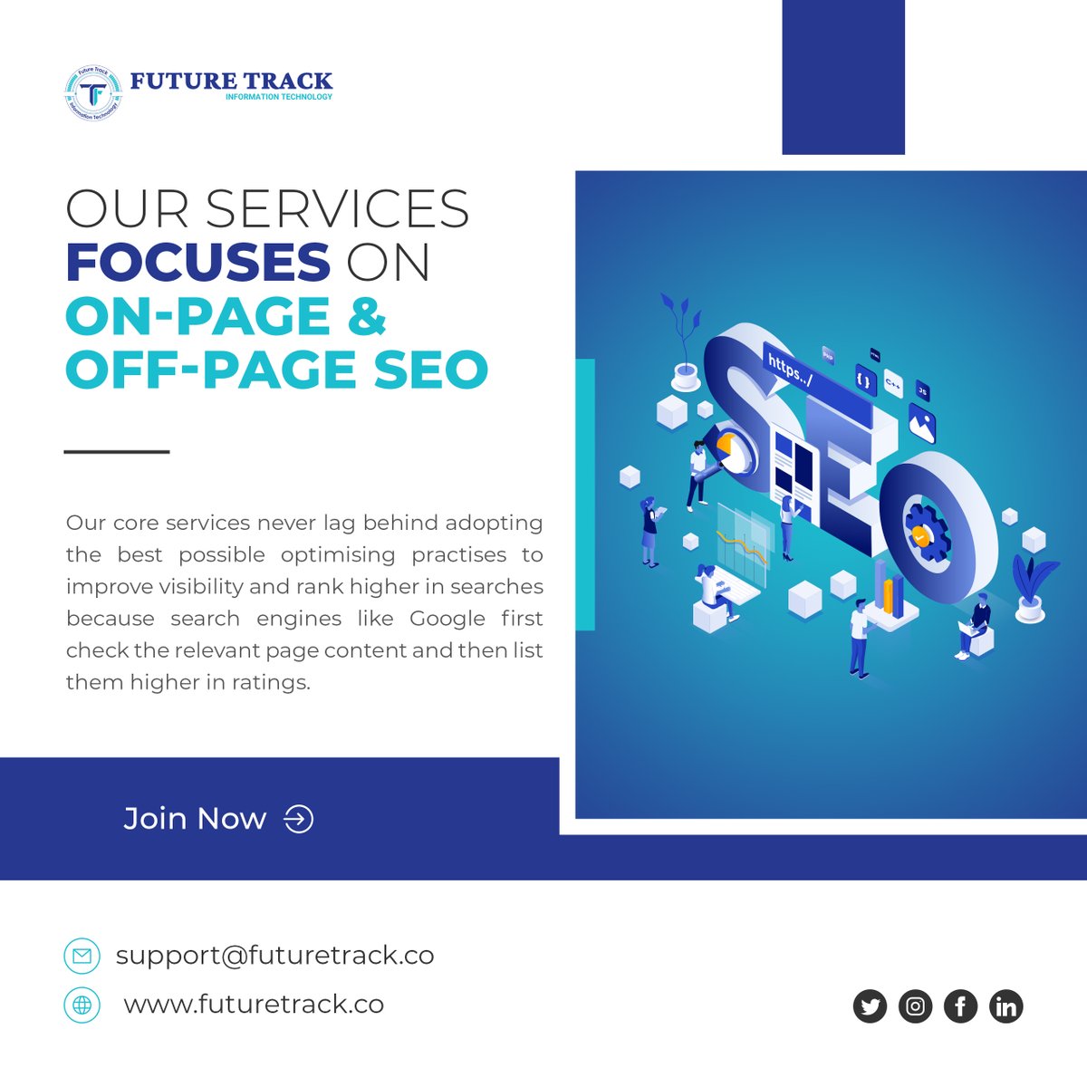 future__track's tweet photo. 👍Amazingly Our Services Focuses on both On-page and Off-page SEO to maximize web traffic and desired results.
Contact us👍
📧 Email: support@futuretrack.co
🌐 Website: https://t.co/GsHxGmEZ4m 
#futuretrack #DigitalMarketing #linkbuilding https://t.co/dvmcEYrWyv