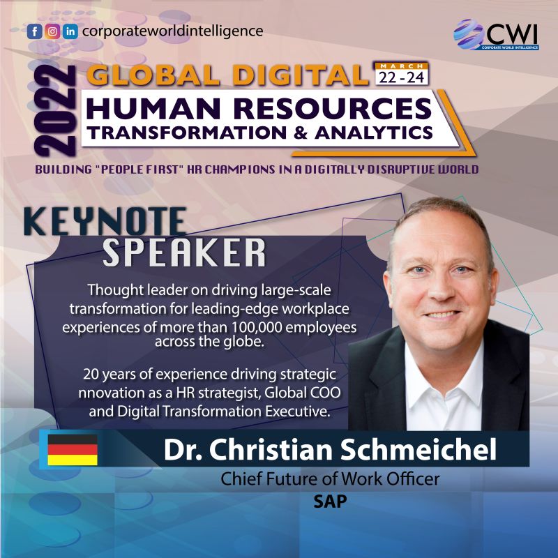 We are one month away from this year's Global Digital HR Transformation &amp; Analytics 2022!

Looking forward to my #keynote where I’ll be sharing how #HRLeaders can shape leading workplace experiences in the #FutureOfWork. Register: bit.ly/3qbN4u9

#HR #LifeAtSAP