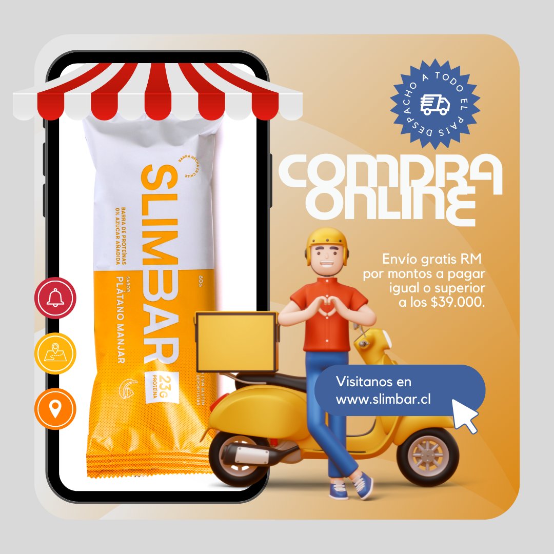 SlimbarChile's tweet photo. Descubre y compra online. Recibe tus pedidos gratis dentro de la RM por montos a pagar igual o superior a los $39.000 pesos. Llegamos a todo el país. Visita nuestra tienda online. En @slimbarchile siempre estamos en movimiento! 🚚📦🏠🏃🏻‍♂️🏋🏻‍♀️🏃🏻‍♀️👟🌱 https://t.co/CSOarzgyd0