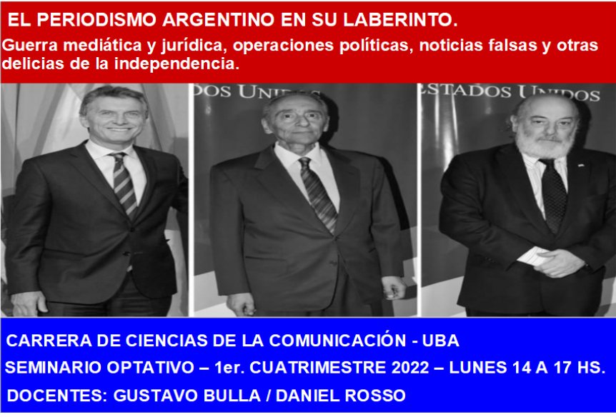 En 2021 tuvimos como invitados a Amado Boudou, Raúl Zaffaroni, Graciana Peñafort, Luis Bruschtein, Raúl Kollmann, Sandra Russo y Cristina Caamaño entre otros. ¿Te imáginás los invitados que vamos a tener este año?
Inscripción 2 y 3 de marzo. Comienza el 28 de marzo.