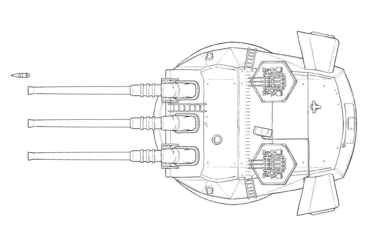 この素材何に使おうとしたのか…
ウオーターライン大和の46㎝砲をデジカメで撮って描いたやつ。
こういう図面的なやつ好き♡ 