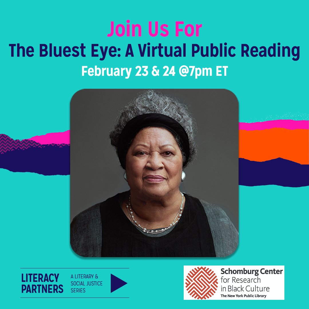 LitPartners's tweet photo. Thank you to the @SchomburgCenter for your support of Literacy Partners virtual marathon reading of THE BLUEST EYE.
Register online for FREE: https://t.co/hmkRtNXLBy
#Blackhistorymonth #LiteracyPartners
#TheBluestEye #MarathonReading #WordsShapeOurWorld
#bannedbooks https://t.co/spQ4Rl1VT3