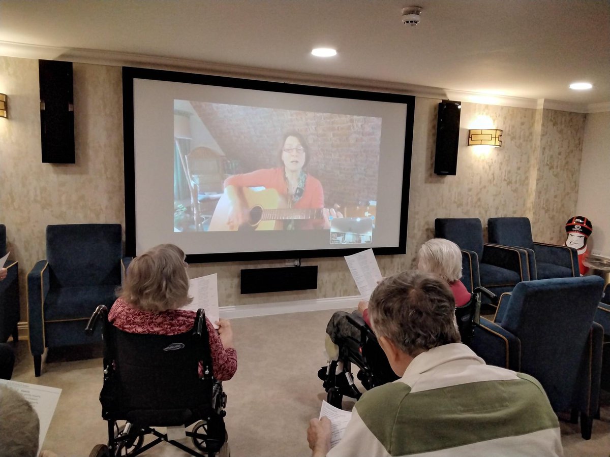 HallmarkCare's tweet photo. You're never too old to learn a new trick! The residents at @TyEnfysCare recently enjoyed a French lesson with Clare and even sang some songs! 🇫🇷 https://t.co/kUV2HZLGsW