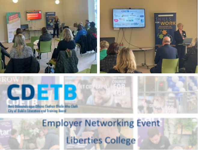 CityofDublinETB's tweet photo. It was great to see so many employers attending our recent Employer Networking Event at @LibertiesC College. 

Thanks to Aine Daly @ColDhulaigh &amp; Margaret Corbett for explaining all the apprenticeships, traineeships and other training options available to employers/businesses. https://t.co/MUaX2KbfnT