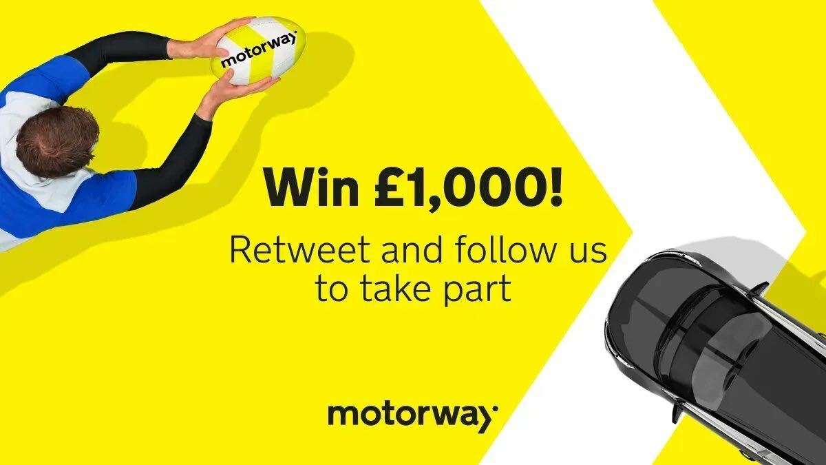 motorway's tweet image. Win £1,000!
Just six more days to enter! Our #SixNations #competition closes at 5pm on Monday 28th February – and one lucky new follower will win £1,000.
Simply follow us and retweet to enter.
Good luck!
T&Cs apply: (buff.ly/3Bj4lWu)