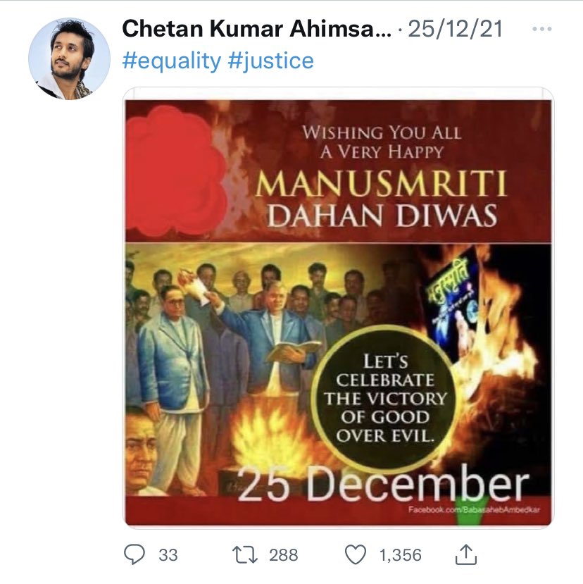 कन्नड़ फ़िल्मों के एक्टर <a href="/ChetanAhimsa/">Chetan Kumar Ahimsa / ಚೇತನ್ ಅಹಿಂಸಾ</a> ने जज दीक्षित की इस बात का विरोध करते क्या ग़लत कर दिया कि आज उन्हें गिरफ़्तार कर लिया गया? दीक्षित ने अपने फ़ैसले में लिखा था कि - “रेप के बाद सो जाना भारतीय महिलाओं को शोभा नहीं देता!” #Jaibhim_ChetanAhimsa